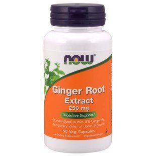 NOW Foods, Ginger Root Extract, 250 мг, 90 капсул