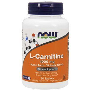 NOW Foods, L-Carnitine, 1000 мг, 50 вегетаріанських таблеток