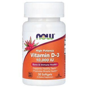 NOW Foods, Vitamin D-3, 10000 МО, 30 капсул