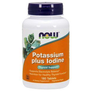 NOW Foods, Potassium Plus Iodine, 180 таблеток