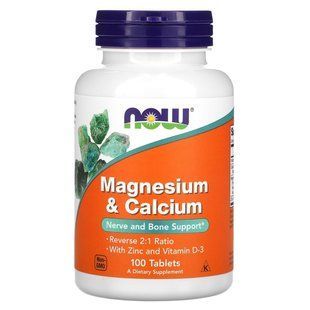 NOW Foods, Magnesium & Calcium, 100 таблеток