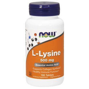 NOW Foods, L-Lysine, 500 мг, 100 вегетаріанських таблеток