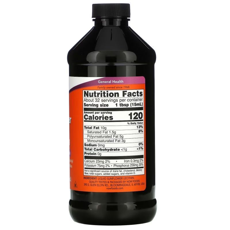 NOW Foods, Sunflower Liquid Lecithin, 473 мл