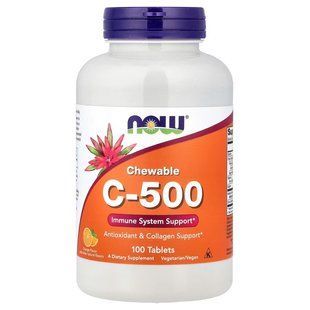 NOW Foods, Chewable C-500, Orange Juice Flavor, 100 таблеток