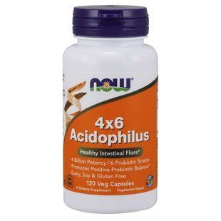 NOW Foods, 4x6 Acidophilus, 120 вегетаріанських капсул