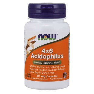 NOW Foods, 4x6 Acidophilus, 60 вегетаріанських капсул