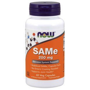 NOW Foods, SAMe, 200 мг, 60 вегетаріанських капсул