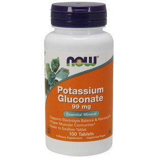 NOW Foods, Potassium Gluconate, 99&nbsp;мг, 100&nbsp;таблеток