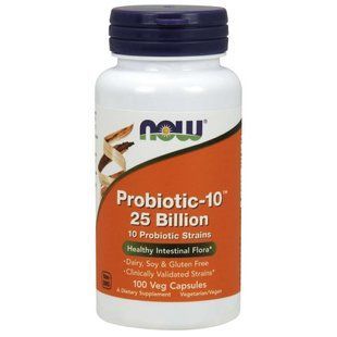 NOW Foods, Probiotic-10, 25 миллиардов, 100 вегетаріанських капсул