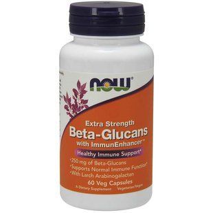 NOW Foods, Beta-Glucans, with ImmunEnhancer, Extra Strength, 250мг, 60 вегетаріанських капсул