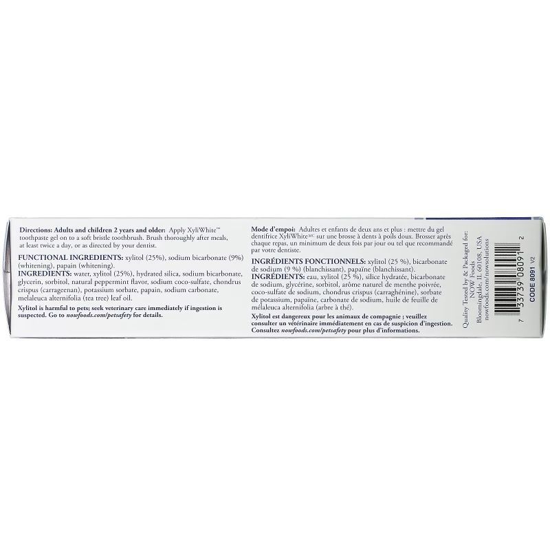 NOW Foods, Solutions, XyliWhite, зубна паста-гель, освіжаюча м'ята, 181 г
