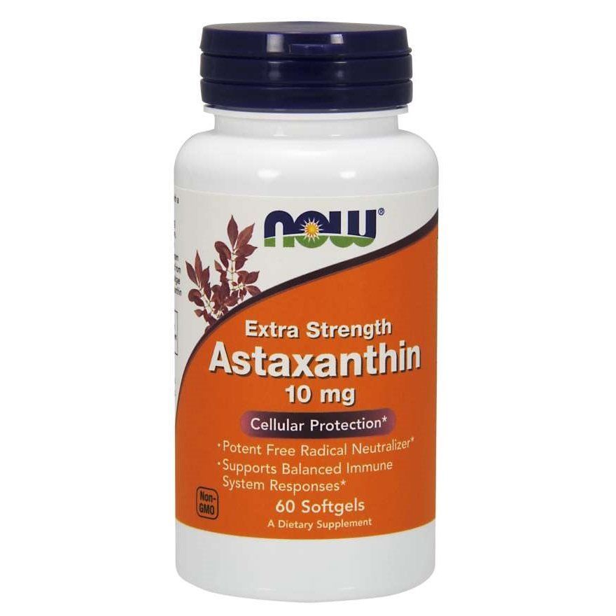 NOW Foods, Astaxanthin, Extra Strength, 10 мг, 60 м'яких капсул