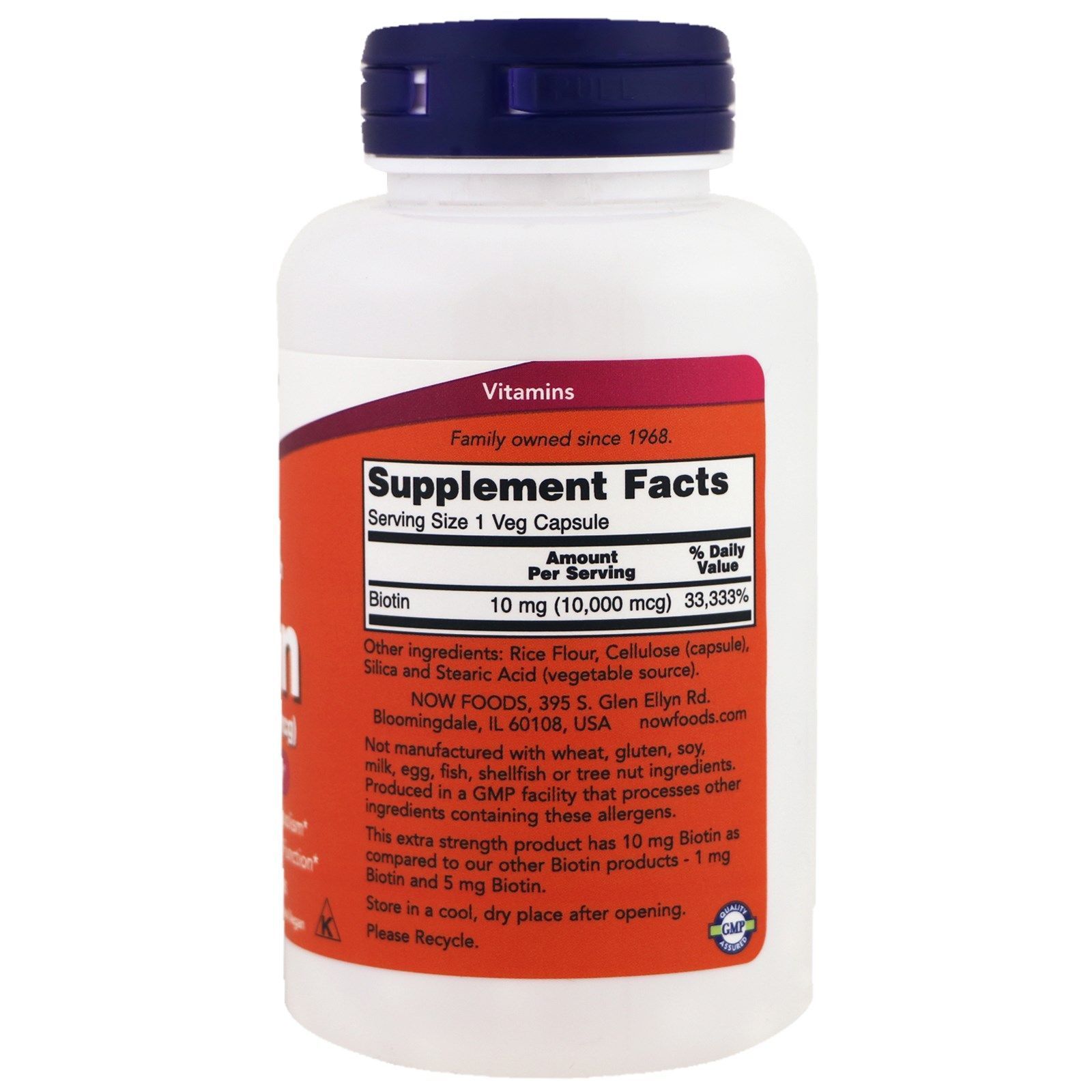 NOW Foods, Biotin, 10 000 мкг, 120 капcул