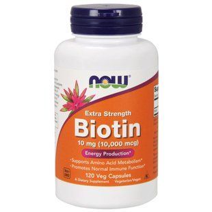 NOW Foods, Biotin, 10 000 мкг, 120 капcул