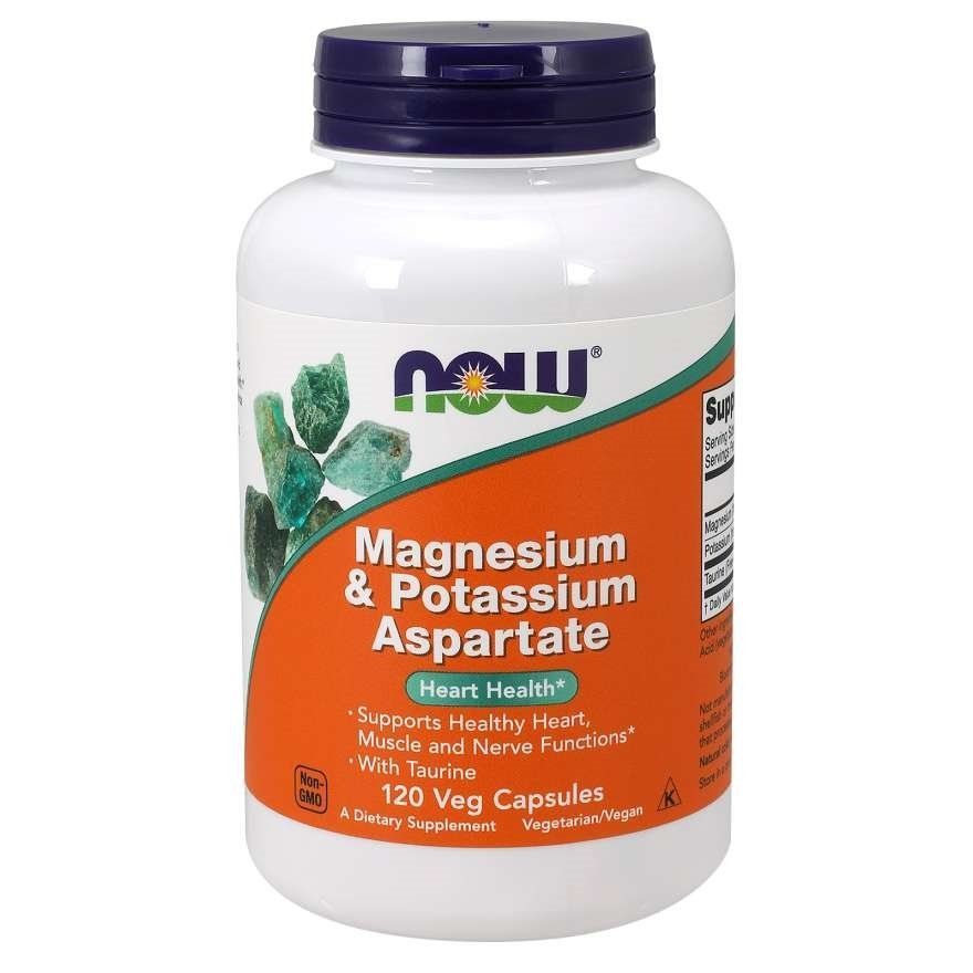 NOW Foods, Magnesium & Potassium Aspartate, 120 вегетаріанських капсул