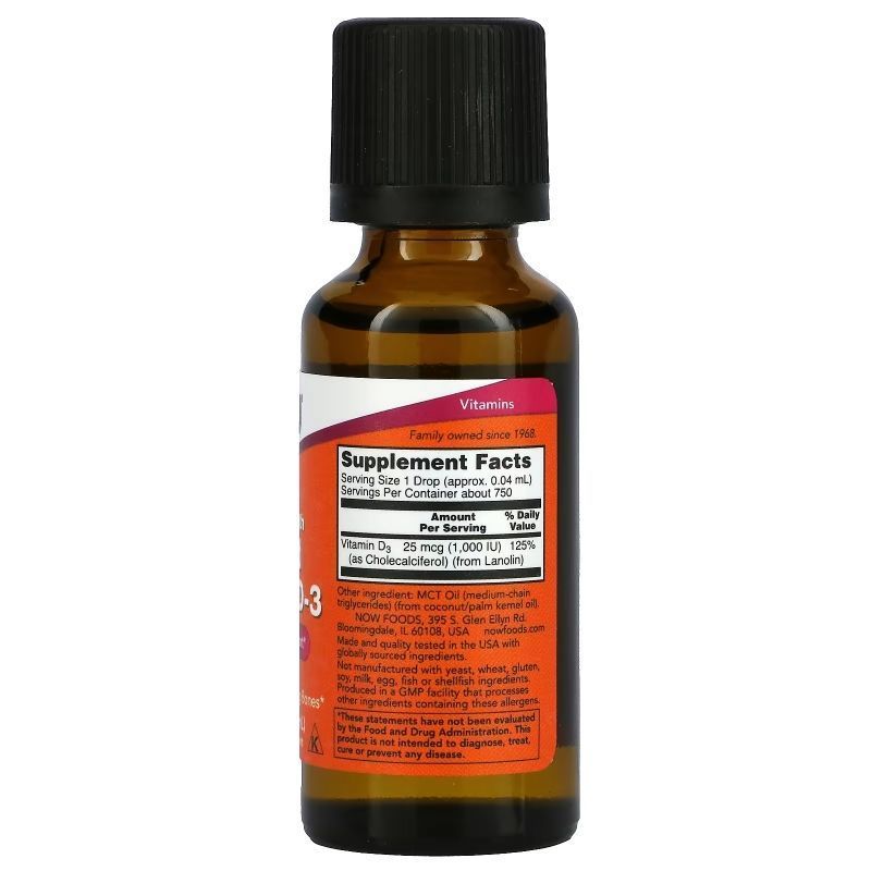 NOW Foods, Liquid Vitamin D-3, Extra Strength, 1000 МО, 30 мл